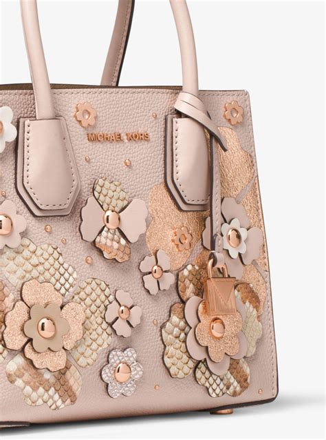 Michael Kors Mercer Floral Embellished Leather Crossbody 